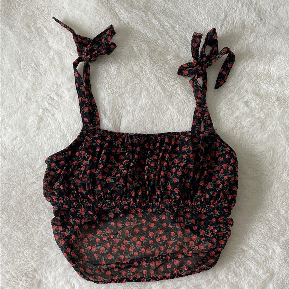 Gilly Hicks Black and Red Floral Bralette